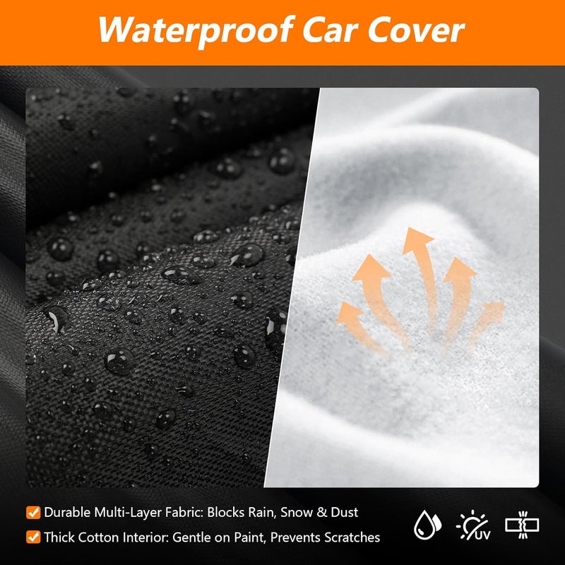 BIGACOVER Car Cover for BMW Z4 E85 E86 E89 G29 Z4 M40i Coupe Roadster 2002-2025 Z4 Automobiles, Waterproof 210D Oxford Cloth and Cotton Full Car Covers with Zipper Windproof Heavy Duty All Weather (Black) - Image 3